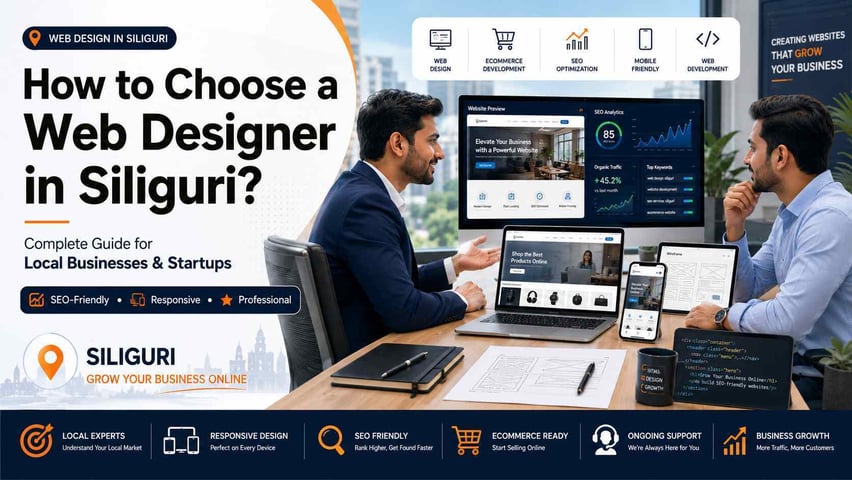 web design in Siliguri – professional web designer working on a laptop